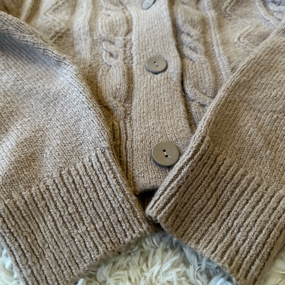 Pilcro Cropped & Collared Cable-Knit Cardigan Sweater - Picture 4 of 10